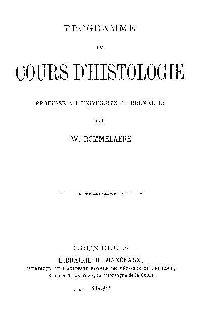 Page de garde de l'ouvrage du Professeur Rommelaere 